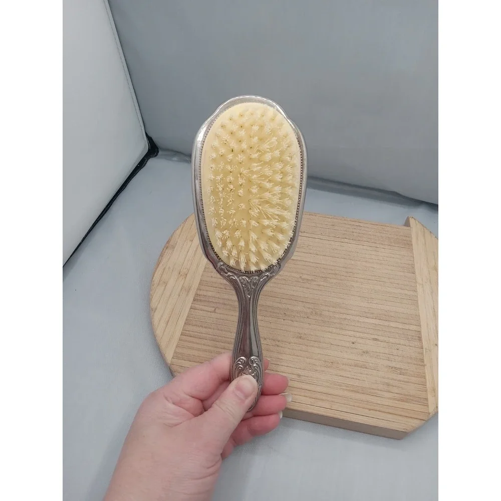 Vintage Silver Plated Hair Brush Decorative Dresser‎ Brush Mid-Century